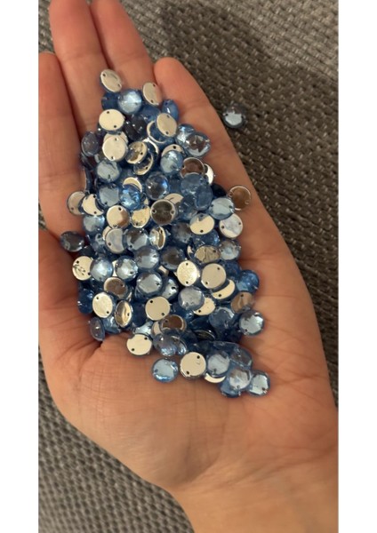 Mavi Akrilik Yuvarlak Dikme Kristal Taş Boncuk 0.4 mm x 100 Adet