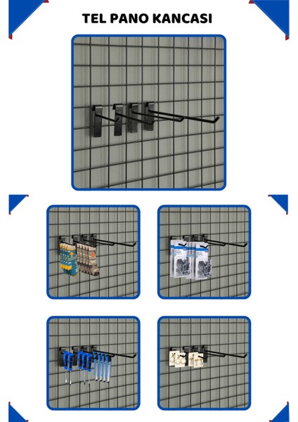25 Adet 10 cm Siyah Tel Pano Raf Askısı Tel Pano Kancası