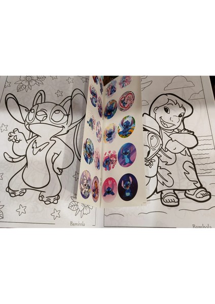 4 Adet Stickerli Boyama Kitabı (Minnie,kuromi,unicorn,stitch Figürlü