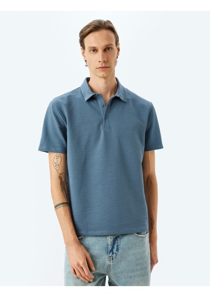 Kısa Kollu Pamuklu Dokulu Polo Yaka T-Shirt modelleri