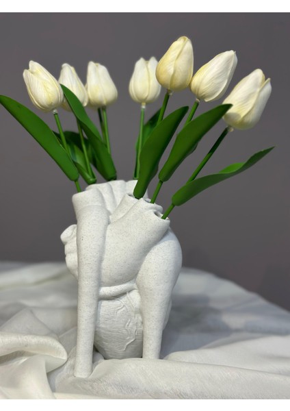 Anatomik Kalpli Laleli Vazo 18CM