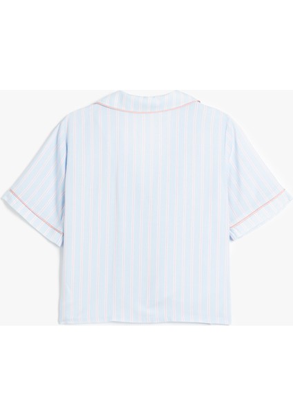 Viskon Kısa Kollu Düğmeli Gömlek Yaka Pijama Üstü fiyatları