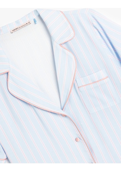 Viskon Kısa Kollu Düğmeli Gömlek Yaka Pijama Üstü modelleri