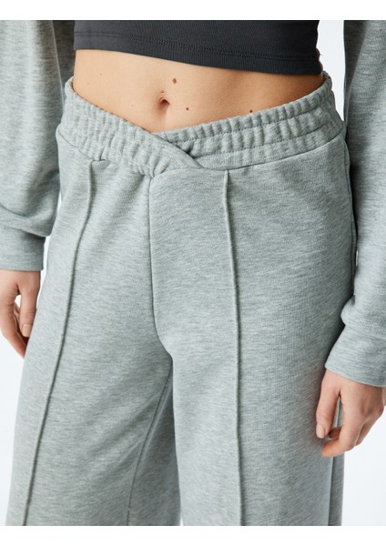 Asimetrik Bel Detaylı Nervürlü Geniş Paça Eşofman Altı indirimleri