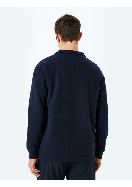 Uzun Kollu Pamuk Karışımlı Slogan Işlemeli Yarım Fermuarlı Sweatshirt fırsatları