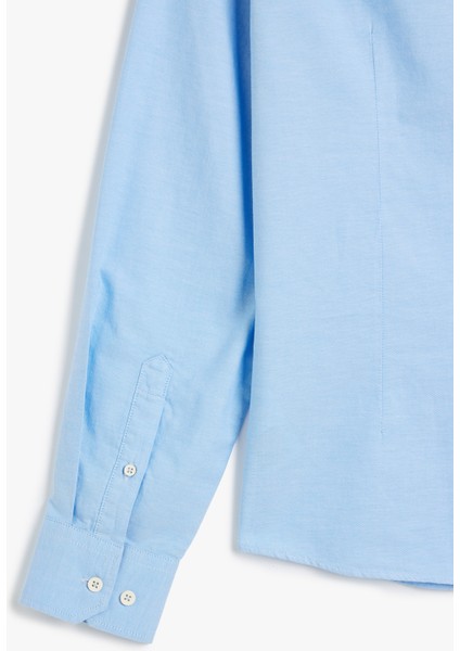 Pamuklu Düğmeli Yaka Slim Fit Uzun Kollu Gömlek fırsatları