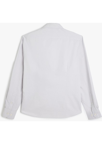 Pamuklu Düğmeli Yaka Slim Fit Uzun Kollu Gömlek fiyatları