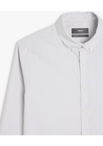 Pamuklu Düğmeli Yaka Slim Fit Uzun Kollu Gömlek modelleri