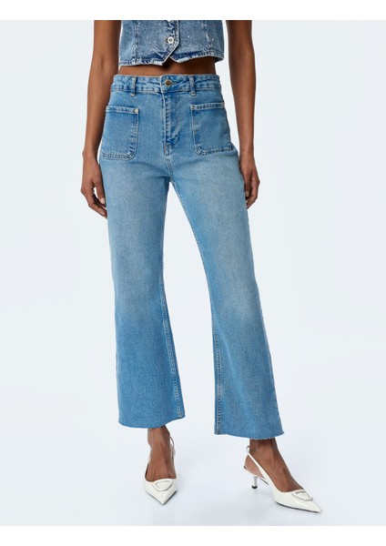 Ispanyol Paça Düğmeli Normal Bel Denim Pantolon - Flare Jeans modelleri