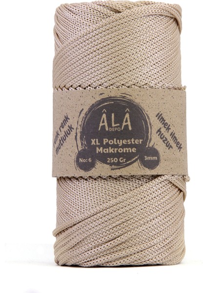 Xl Polyester Makrome No:6 - 3mm (Kalın) Çanta Ipi Sütlü Kahve