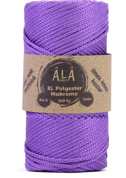 Xl Polyester Makrome No:6 - 3mm (Kalın) Çanta Mor