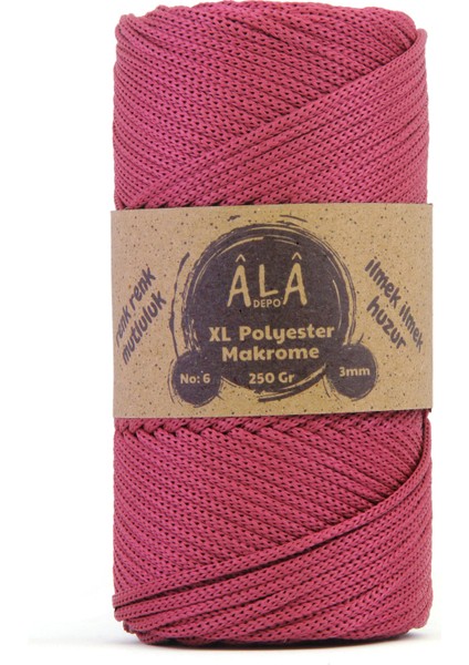 Xl Polyester Makrome No:6 - 3mm (Kalın) Çanta Ipi Vişne