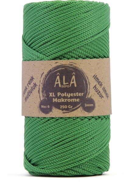 Xl Polyester Makrome No:6 - 3mm (Kalın) Çanta Ipi Çimen Yeşil