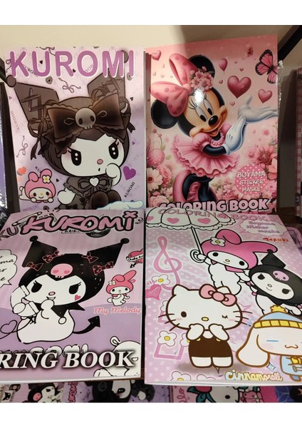4 Adet Stickerli Boyama Kitabı (Minnie,kuromi,hello Kitty,kuromi2 Figürlü