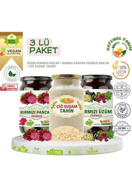 Naturel Pekmek & Çiğ Susam Tahini 3 Lü Paket