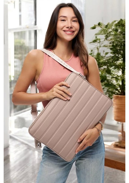Çizgili Su Geçirmez Macbook Air Pro 15.6 & 16 Inç Vizon Laptop Tablet Kılıfı