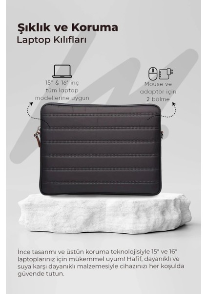 Çizgili Su Geçirmez Macbook Air Pro 15.6 & 16 Inç Gri Laptop Tablet Kılıfı indirimleri