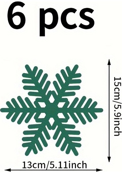 6 Parça Set Noel Kar Tanesi Keçe Masa Örtüleri & Bardak Altlıkları - Kalın, Kar Tanesi