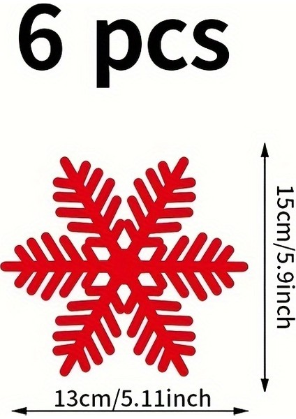 6 Parça Set Noel Kar Tanesi Keçe Masa Örtüleri & Bardak Altlıkları - Kalın, Kar Tanesi