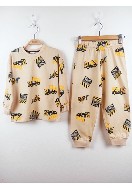 Kepçe Desenli Pijama Takımı Bej - 6-7 fiyatları
