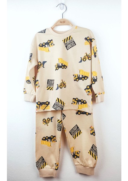 Kepçe Desenli Pijama Takımı Bej - 6-7 fırsatları