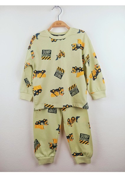 Kepçe Desenli Pijama Takımı Yeşil - 9-10 modelleri