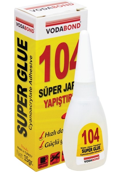| 104 Süper Japon Yapıştırıcı, Hızlı Donan Güçlü Sıvı Yapıştırıcı, 15 G