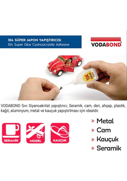 | 104 Süper Japon Yapıştırıcı, Hızlı Donan Güçlü Sıvı Yapıştırıcı, 15 G fiyatları