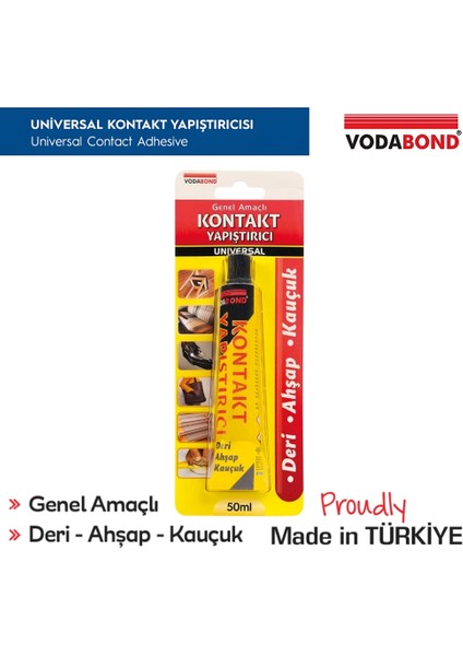 | Kontakt Yapıştırıcı, Genel Amaçlı Deri, Ahşap ve Kumaş Yapıştırıcısı, 50 ml modelleri