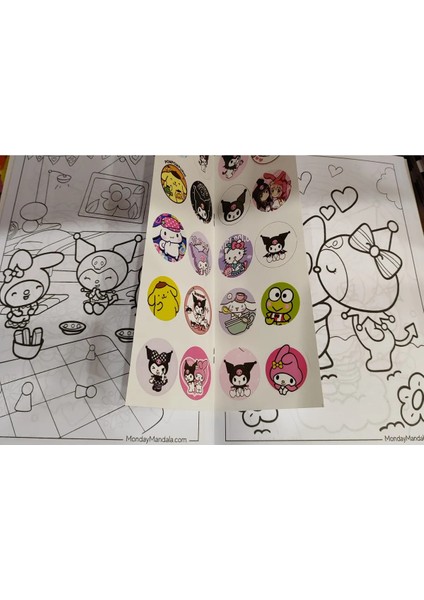 4 Adet Stickerli Boyama Kitabı (Hello Kitty , Kuromi , Sonic , Toca Boca Life Figürlü modelleri