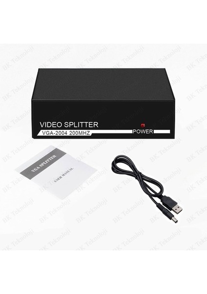 4 Port VGA Çoklayıcı Splitter 200MHZ 1 Giriş 4 Çıkış