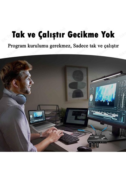 Kumandalı 2 Port 8k Hdmı+Usb3.0+Ethernet Kvm Switch 2 Bilgisayar 1 Monitör