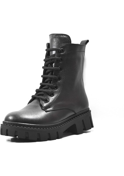 R.3011 Deri Siyah & Bej Kürklü Fermuarlı Kız Çocuk Postal Bot fiyatları