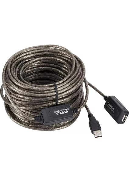 15 Metre Sinyal Güçlendiricili Çipli USB 2.0 Aktif USB Uzatma Kablosu