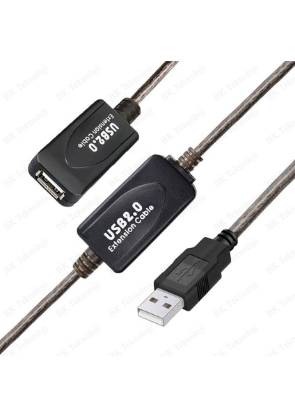 15 Metre Sinyal Güçlendiricili Çipli USB 2.0 Aktif USB Uzatma Kablosu