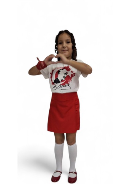 Kız Çocuk Kırmızı Şort Etek 23 Nisan 29EKIM Red Shorts Skirt