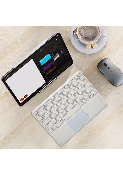 Blackview Tab 30 Wi-Fi Tablet 10.1" Uyumlu Kablosuz Bluetooth Şarjlı Touchpad'li Klavye Mouse Seti - Beyaz