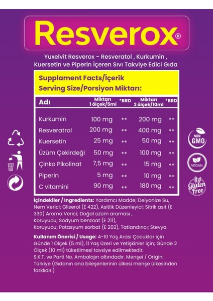 Resverox | Resveratrol-Kurkumin-Kuersetin Şurup 150 ml
