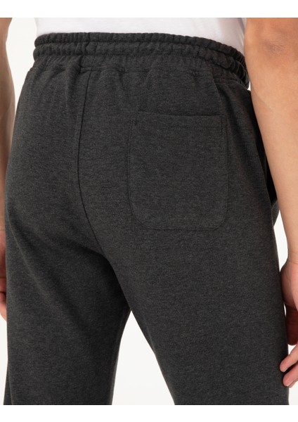 Erkek Antrasit Melanj Slim Fit 3 İplik Paçası Lastikli Eşofman Altı 50299286-VR081
