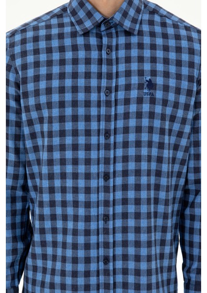 Erkek İndigo Gömlek Desenli 50296607-VR028