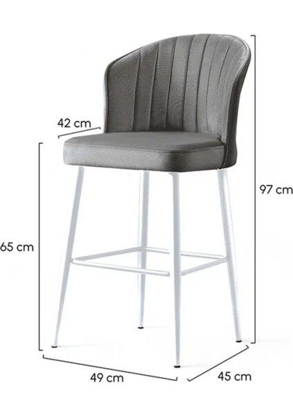 Şık ve Modern Ruby Bar Sandalyesi - Metal Beyaz Ayak - Baby Face Kumaş