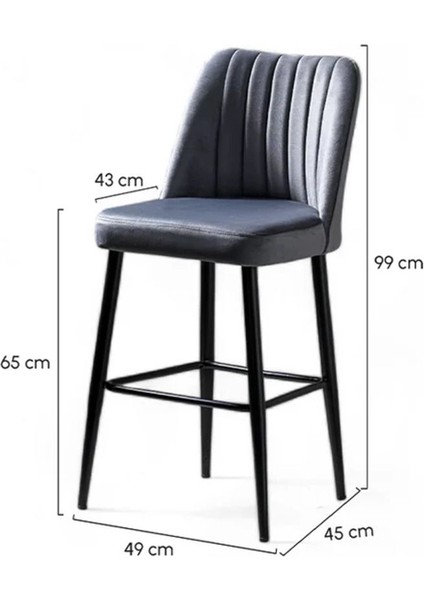 Şık ve Modern Bar Sandalyesi - Metal Siyah Ayak - Baby Face Kumaş