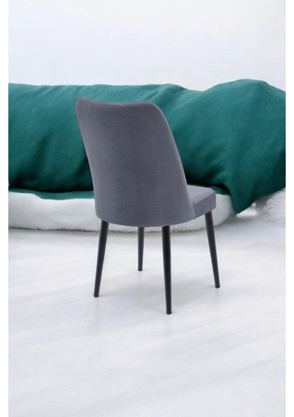 Şık ve Modern Vento Mutfak/salon Sandalyesi - Metal Siyah Ayak - Jerika Kumaş