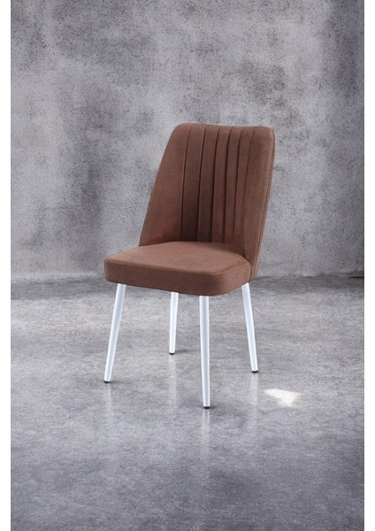 Şık ve Modern Vento Mutfak/salon Sandalyesi - Metal Beyaz Ayak - Jerika Kumaş