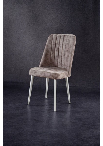 Şık ve Modern Vento Mutfak/salon Sandalyesi - Metal Beyaz Ayak - Milas Kumaş