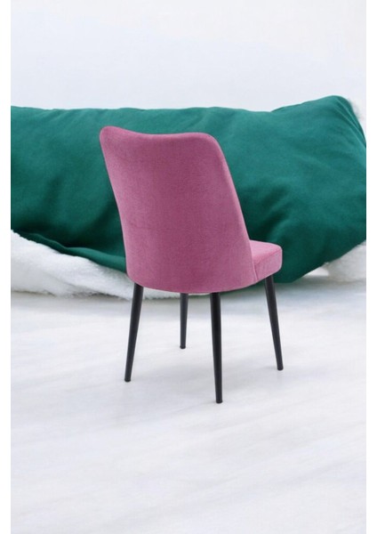 Şık ve Modern Vento Mutfak/salon Sandalyesi - Metal Siyah Ayak - Jerika Kumaş