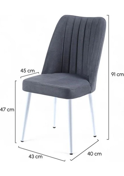 Şık ve Modern Vento Mutfak/salon Sandalyesi - Metal Beyaz Ayak - Jerika Kumaş modelleri
