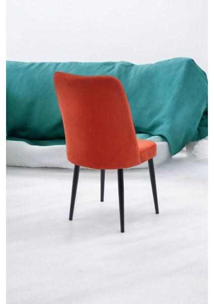Şık ve Modern Vento Mutfak/salon Sandalyesi - Metal Siyah Ayak - Jerika Kumaş