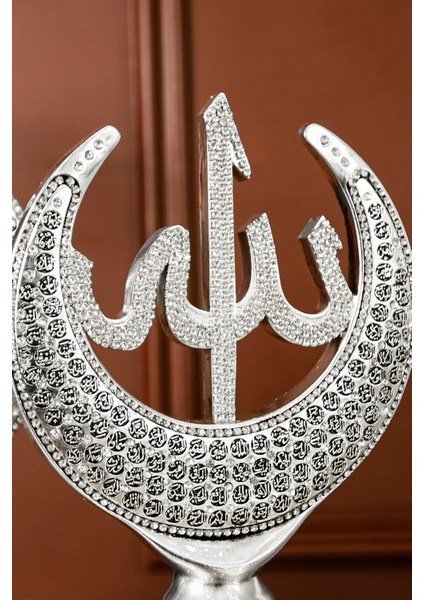 Allah Muhammed Biblo Gümüş Dekor Lüks Hediye Seti Dekoratif Gümüş Obje Hediyelik Aksesuar