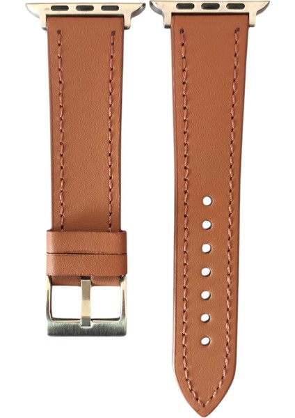 Apple Watch Hakiki Deri Kordon (42 Mm/ 44MM/ 45MM/49 Mm/se/ultra Uyumlu) Taba 2